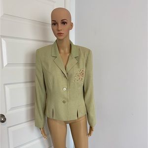 Green Linen Blazer - Size 8 - Gently Used - Good Condition